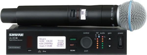 Фото SHURE ULXD2/BETA58 K51 606 - 670 ручной передатчик с капсюлем Beta 58