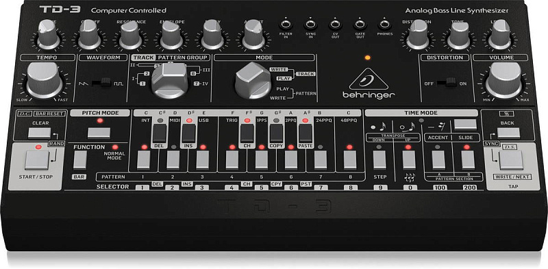 Фото Басовый аналоговый монофонический синтезатор BEHRINGER TD-3-BK