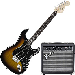 FENDER SQUIER AFFINITY STRAT HSS&FRONTMAN® 15G AMP - BROWN SUNBURST- набор: электрогитара и усилитель Frontman® 15G