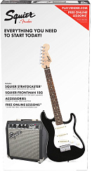 Электрогитара в комплекте FENDER SQUIER Stratocaster Pack Black, Gig Bag, Frontman 10G